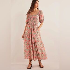 Boden Gardenia Floral Scoop Neck Maxi‎ Dress Size 4
